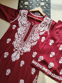 Rayon Flowers Embroidery Kurta and Plazzo