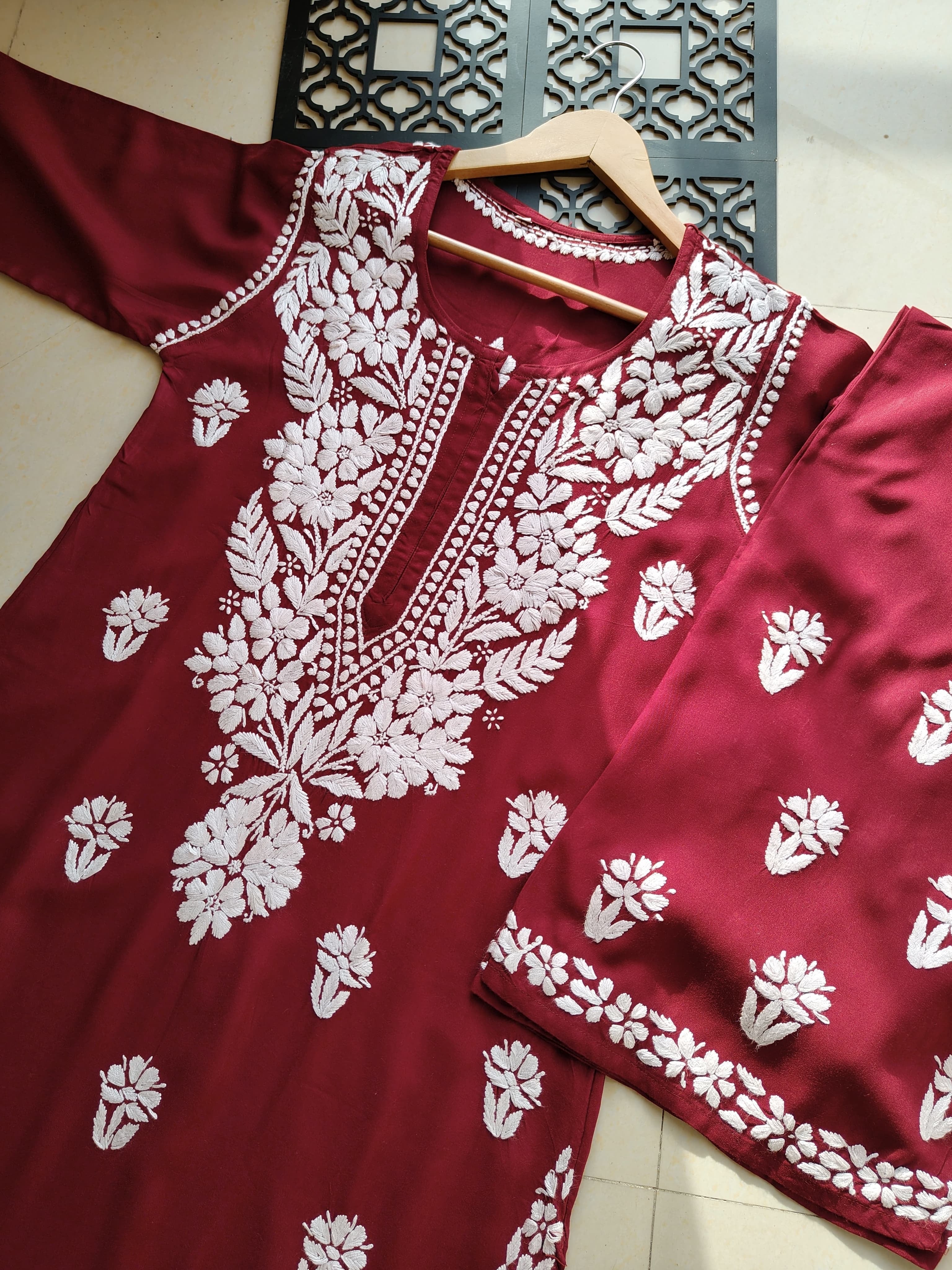 Rayon Flowers Embroidery Kurta and Plazzo