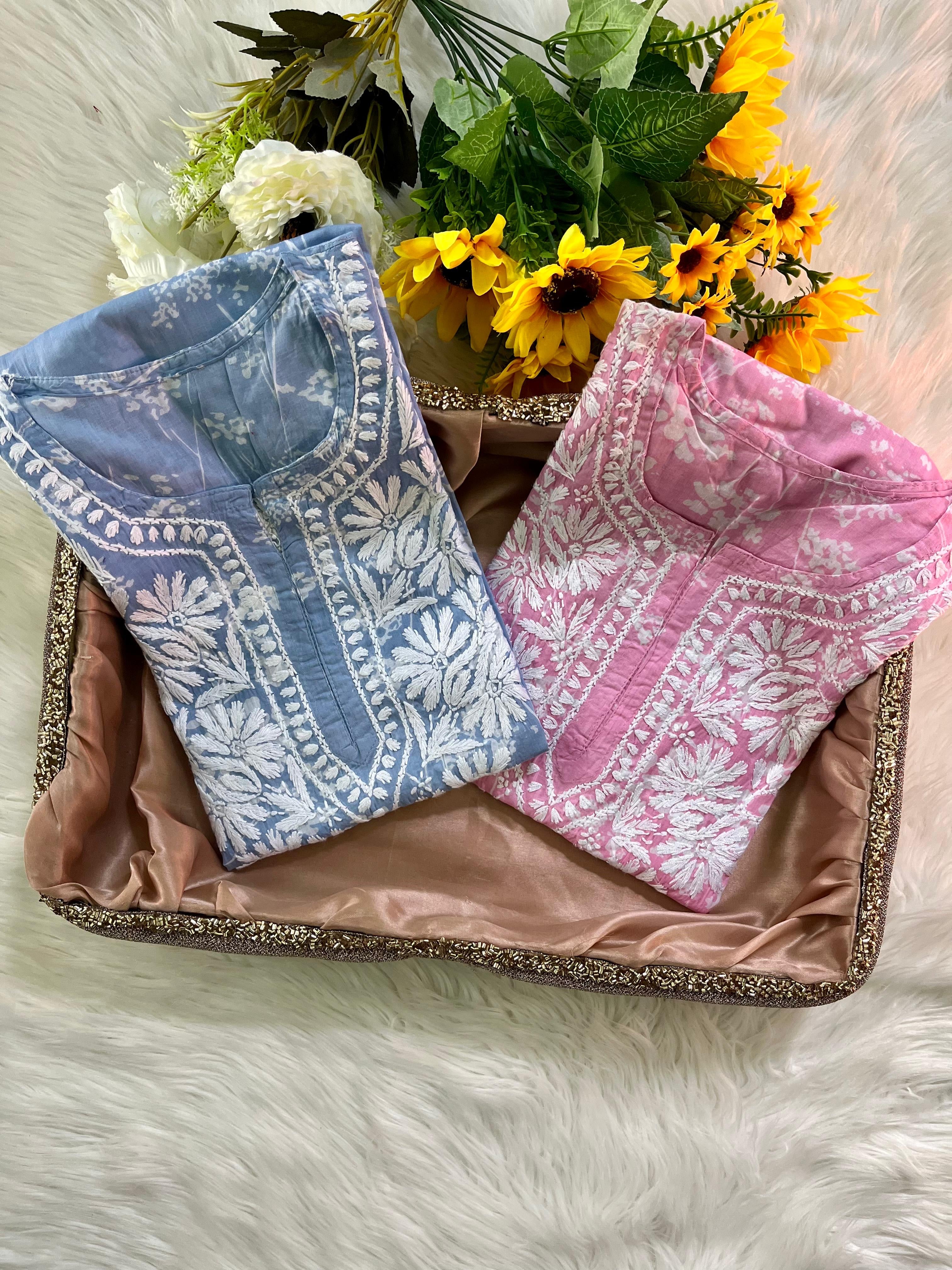 Buy 1 Get 1 Free Zainab Lightweight Mul Chikankari floral print kurtis