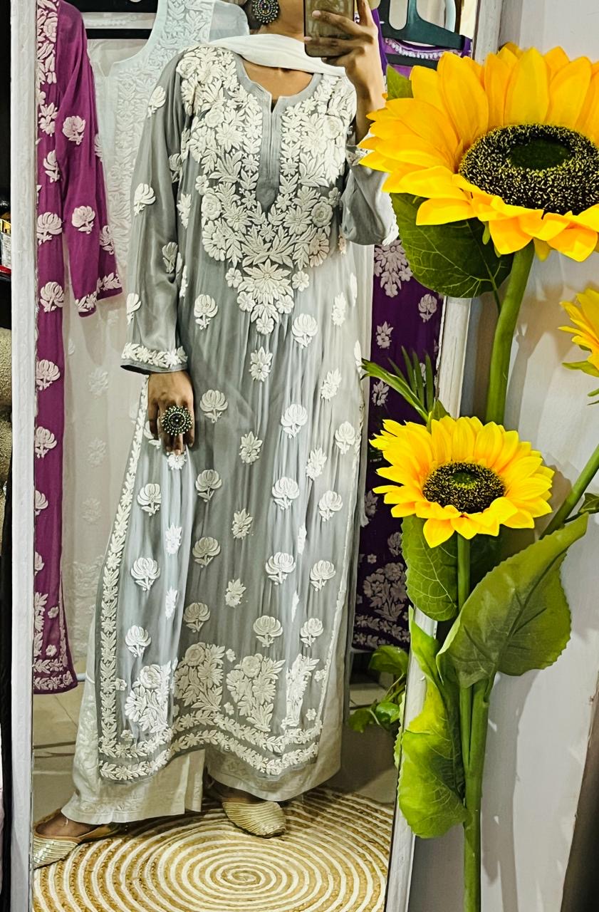 Viscose 3d Work Detailed Worked Kurta Only