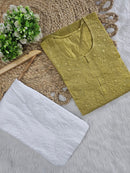 Exclusive chanderi dual shades machine work kurti