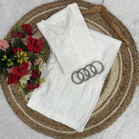 Lucknowi Chikankari Chanderi Rose Design Kurti & Plazo Set