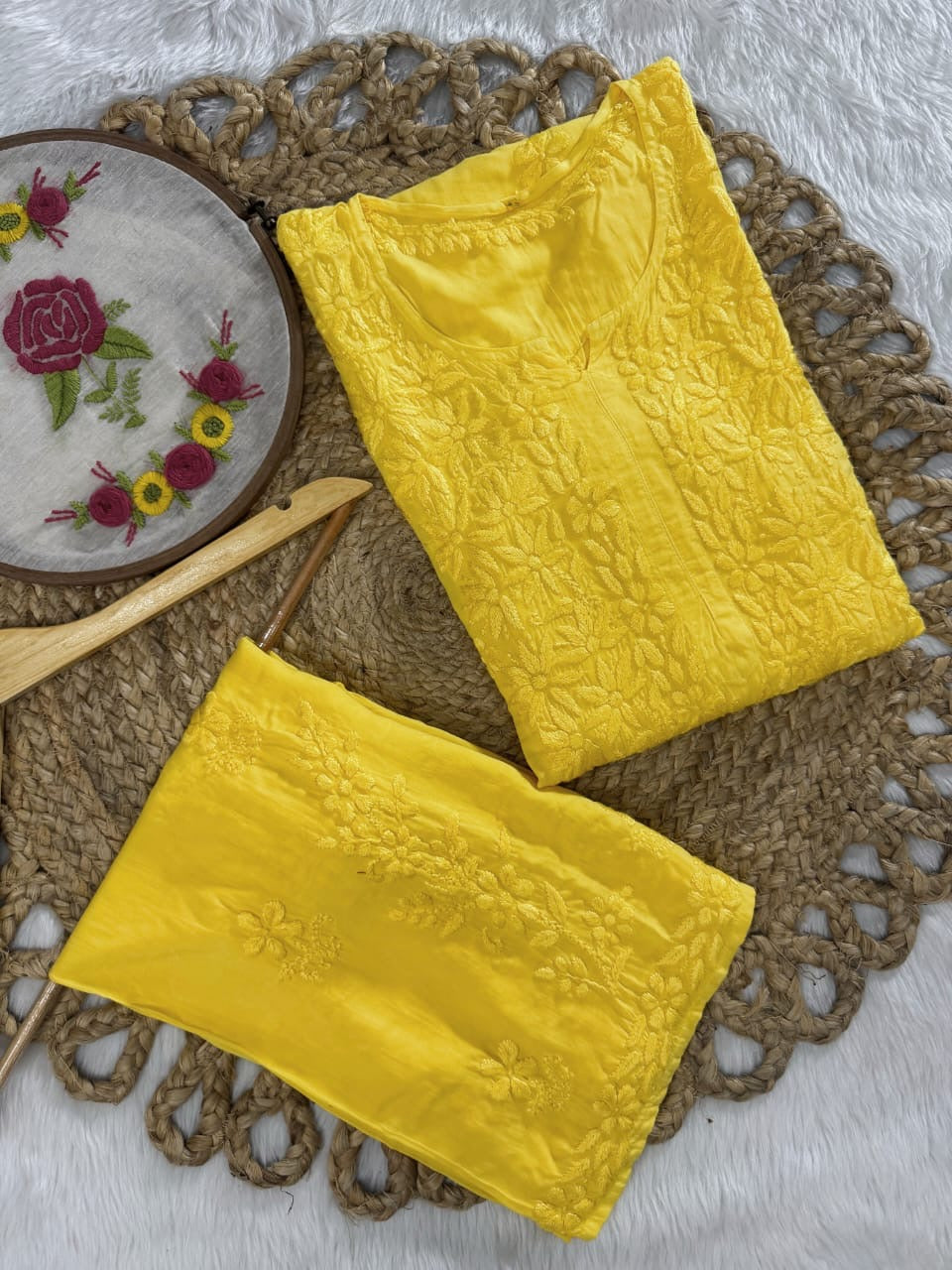 Dyed Modal kurti & plazzo Heavy 3d worked