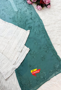 3d Lucknowi Ghaspatti Pure handwork Viscose Kurta with inner