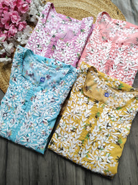 Lightweight Floral Print Summet Mulmul Kurta