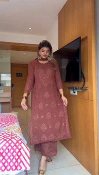 Zara Luxury Chikankari Georgette Suit Hand Embroidered Muqaish Work 3pc Set