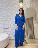 Zara Navy Blue Soft Georgette 2pc Set