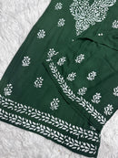 Lucknawi Heavy work Rayon Kurti with Free size plazzo