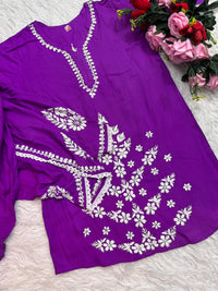 Afghani Pant with kurti Front Daman heavy modal thread work