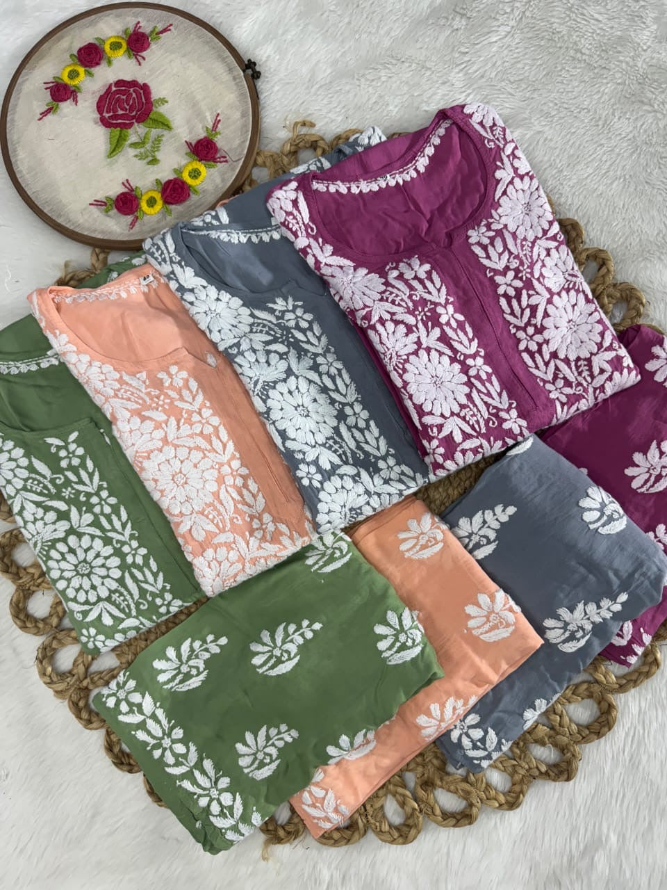 Modal Cotton Plazzo combo Fine rich Embroidery