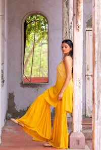 3 Layer Gharara Resham Muqaish Viscose Set - chikankariofficial