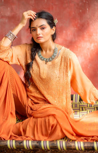 3 Layer Muqaish Resham Gharara Visose - chikankariofficial