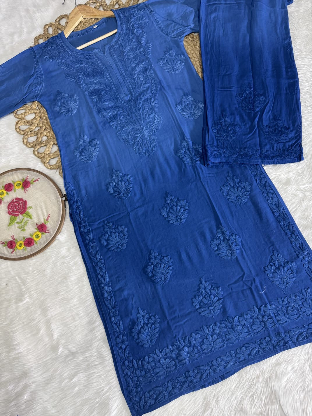 Beautiful dual shade Reyon kurti with palazzo