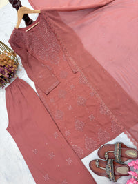 Zara Luxury Chikankari Georgette Suit Hand Embroidered Muqaish Work 3pc Set
