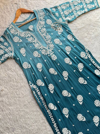 Flower Jaal 3d chikankari Chadi Muslin Kurta