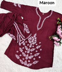 Afghani Pant with kurti Front Daman heavy modal thread work