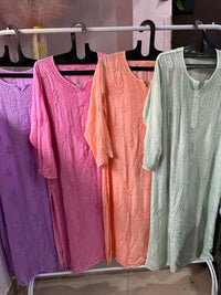 Comfortable Stylish chikankari Soft Kurtis in pastel shades