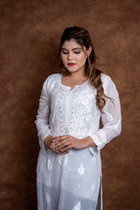 Beautiful ombre dual shade n viscose mukaish kurti