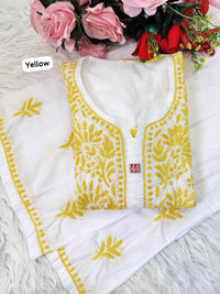 Pure Mul cotton Hand Threaded Kurta and plazzo