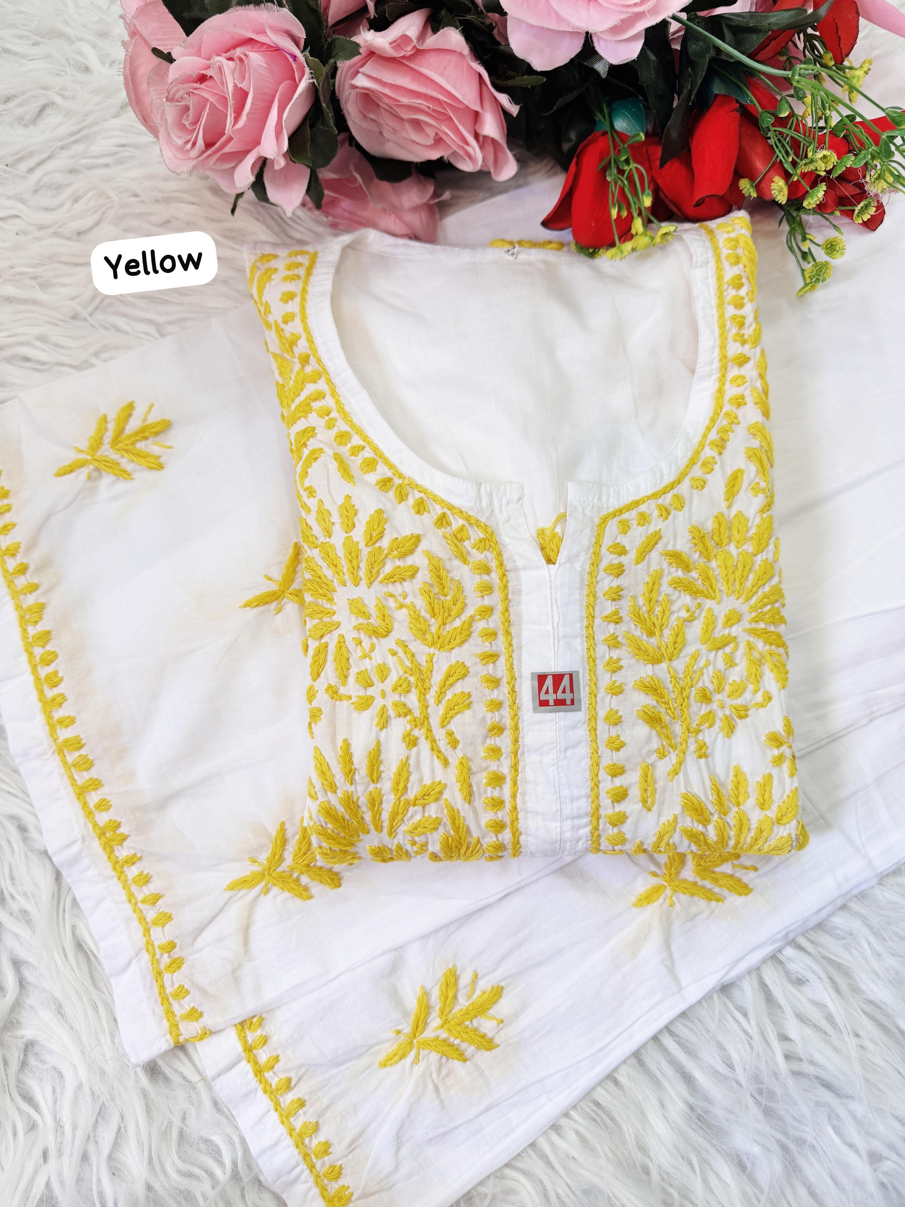 Pure Mul cotton Hand Threaded Kurta and plazzo