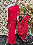 Muqaish Red Beautiful saree