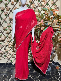 Muqaish Red Beautiful saree