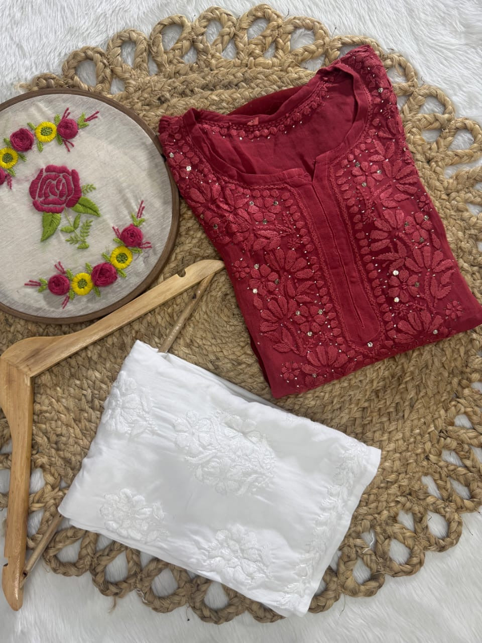 Dual Ombre Viscose Muqaish Handwork Kurta