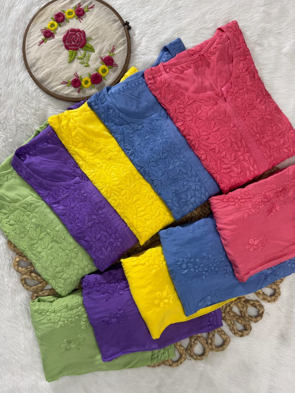 Dyed Modal kurti & plazzo Heavy 3d worked