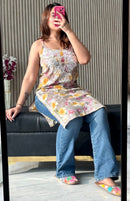 Mul printed noodle strap Top