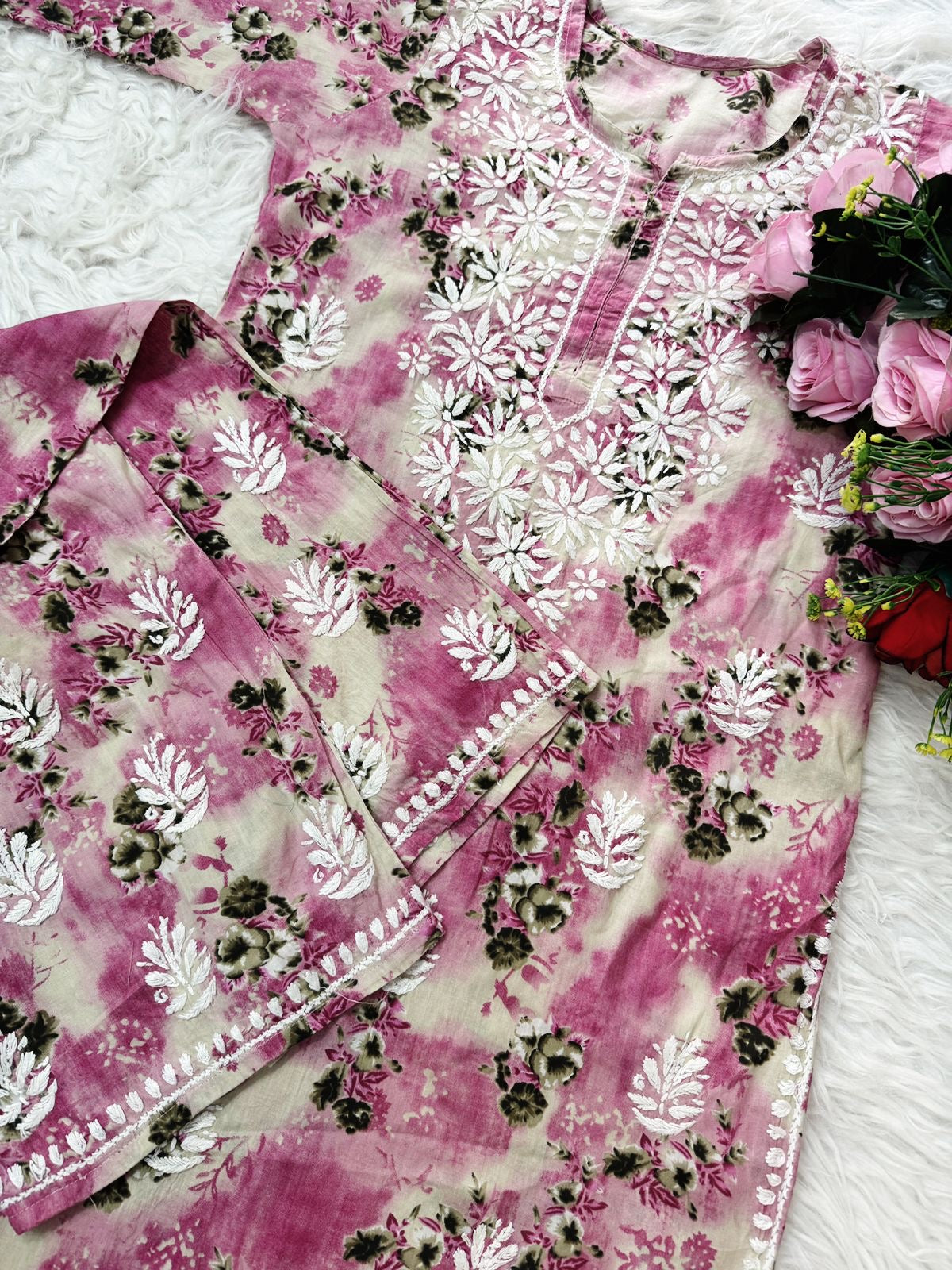 Rich Work Pure Mul cotton Kurti And handwork plazzo