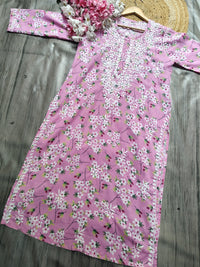 Lightweight Floral Print Summet Mulmul Kurta