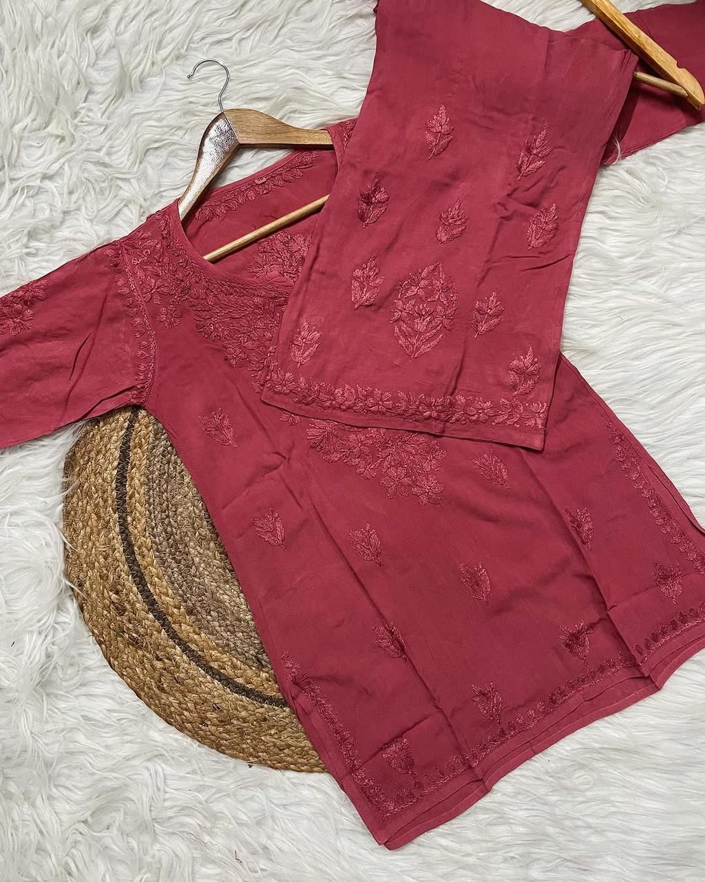 Rayon Soft Chikankari Dyed Co-ord set