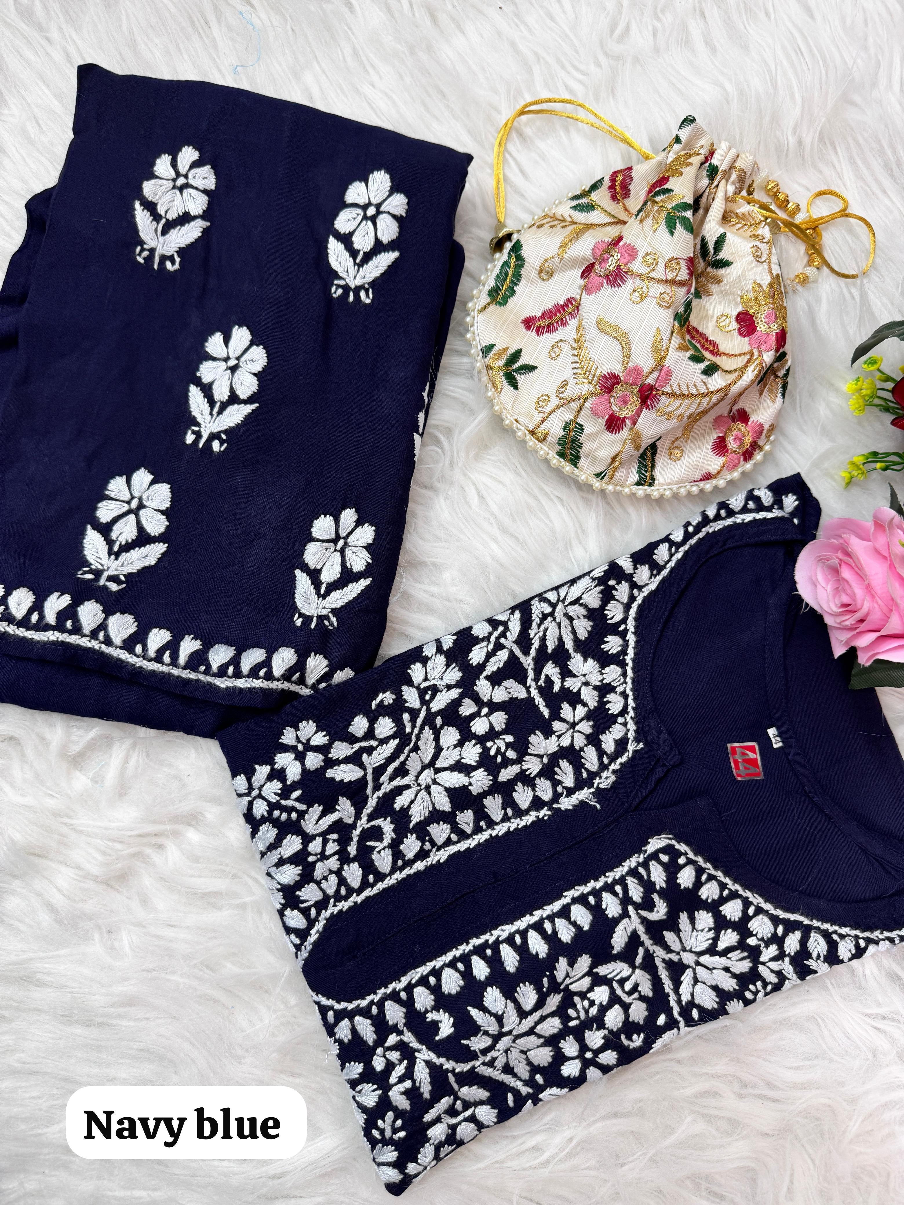 Heavy Handwork Kurti Combo with potli