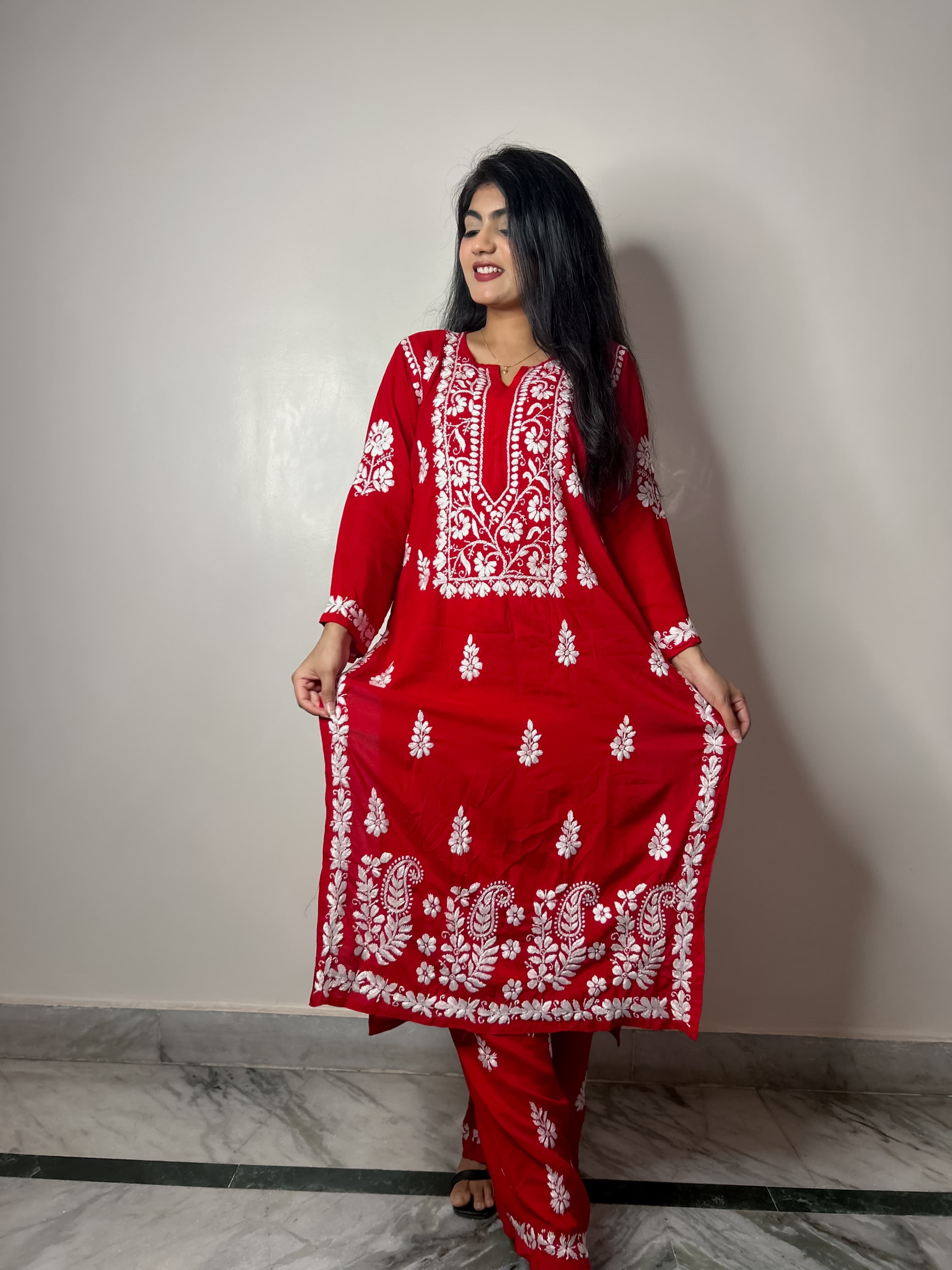 Zara Modal Cotton Embroidery Daman Combo