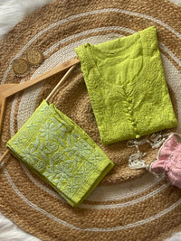 Noor Dobby Cotton Dyed Kurti With White embroidered Pant