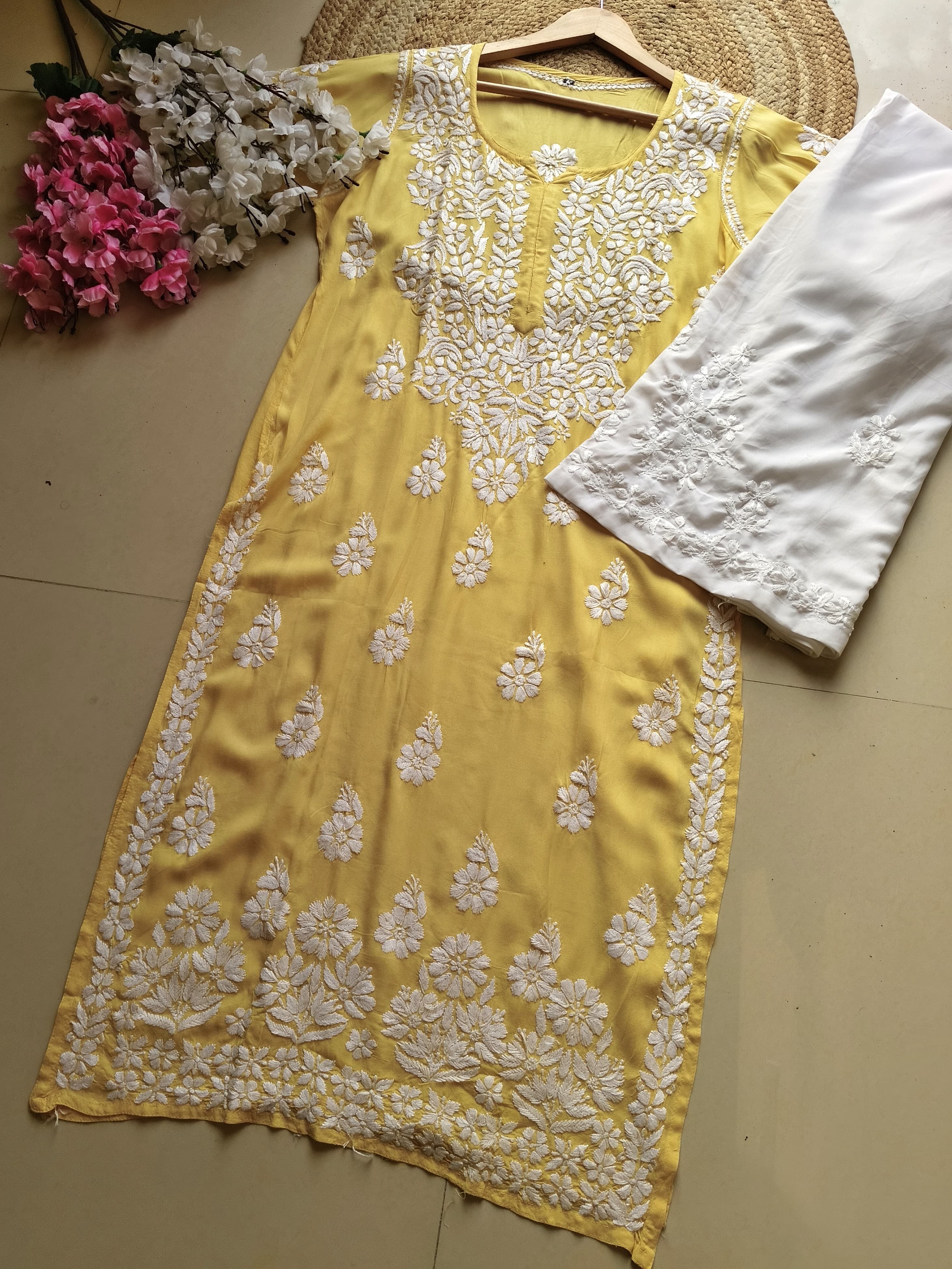 Modal Pure Cotton 3d Work Chikan Kurta