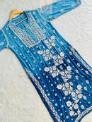 3d Jasmin Muslin Kurti - chikankariofficial