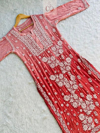 3d Jasmin Muslin Kurti - chikankariofficial