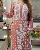 3d Jasmin Muslin Kurti - chikankariofficial