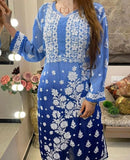3d Jasmin Muslin Kurti - chikankariofficial