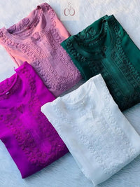 3D luxe viscose Kurti - chikankariofficial