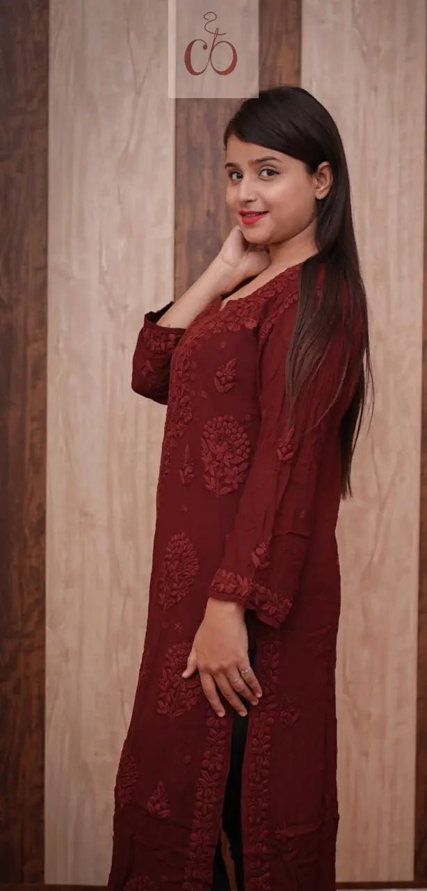 3D Viscose Luxe Kurtis - chikankariofficial