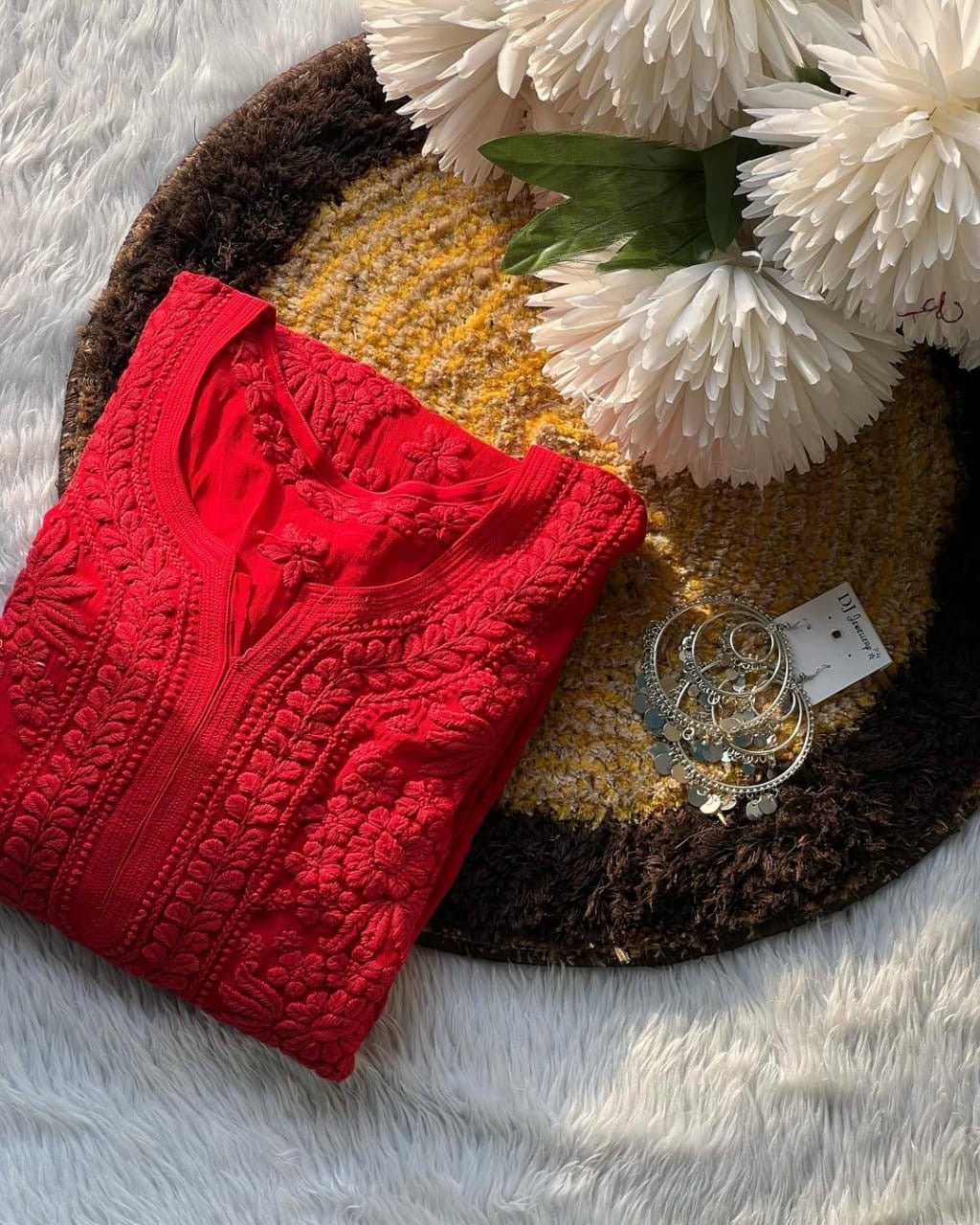 3d Worked Viscose Tone to Tone - chikankariofficial