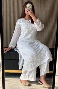 White Modal Cotton Kurta With plazzo