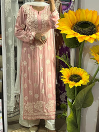 Viscose 3d Work Detailed Worked Kurta Only