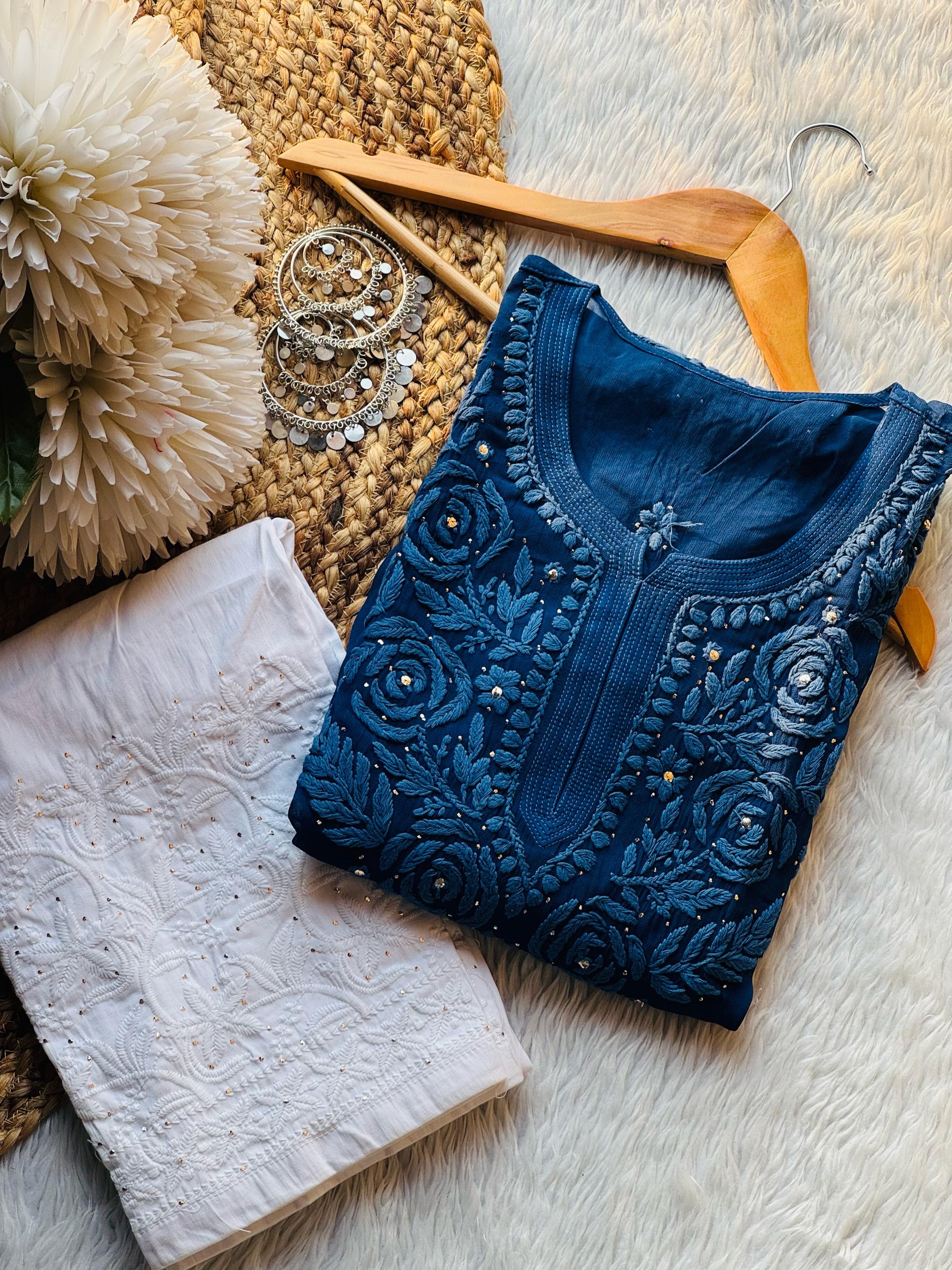 Viscose Rose Panel Muqaish Kurta