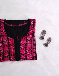 Ayaat premium beautiful black kurta contrasting colour embroidery