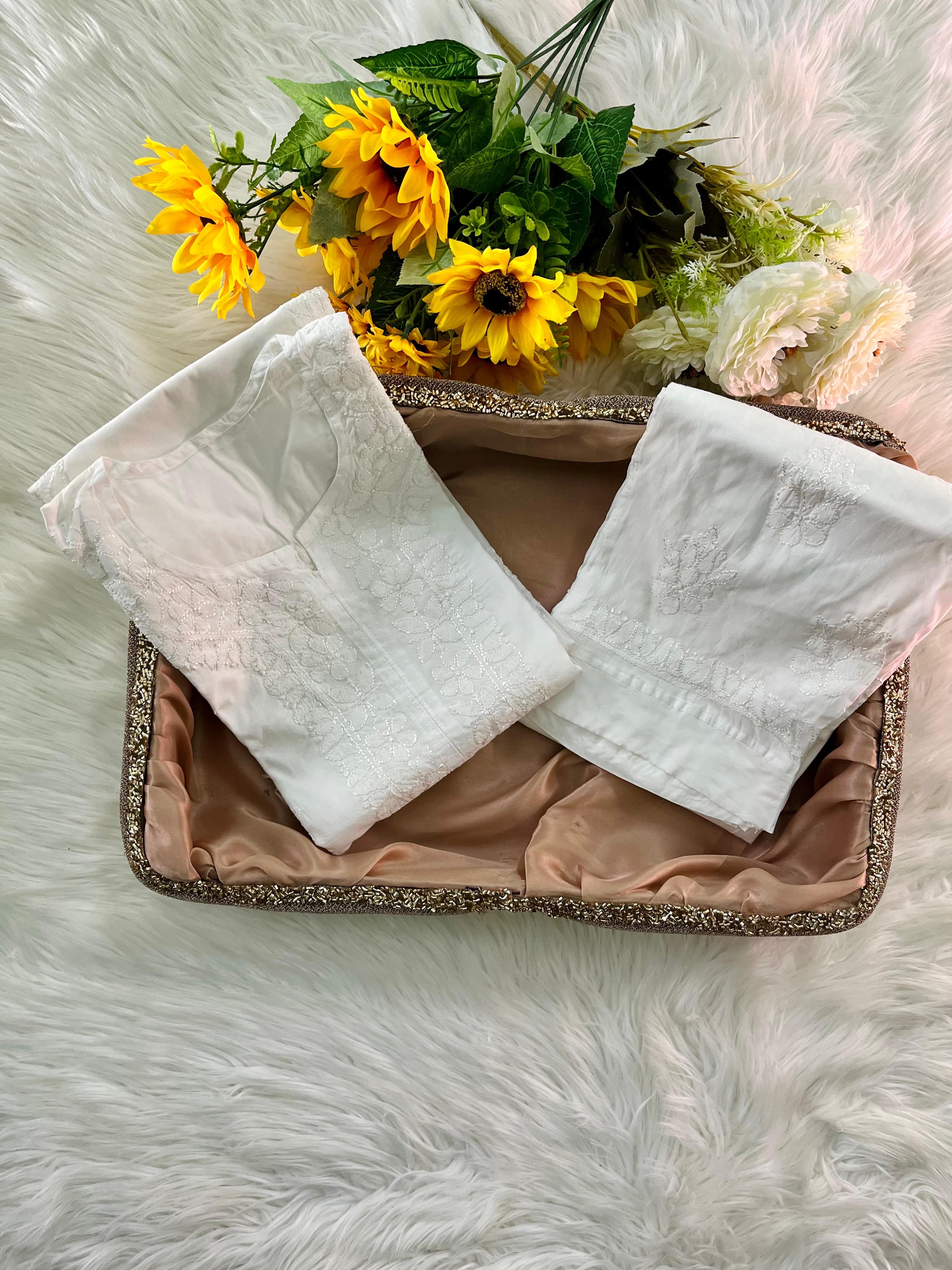 Tone-on-Tone Chanderi Kurti Pant Sets