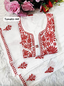 Pure Mul cotton Hand Threaded Kurta and plazzo