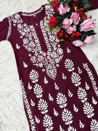 Heavy hand embroidery Modal Cotton Kurta